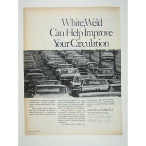 1968 Vintage White Weld Co Print Ad Traffic VW Bug Cars Automobiles